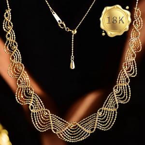 EXCLUSIVE ! 45CM 18 INCHES AU750 18KT SOLID GOLD ADJUSTABLE NECKLACE