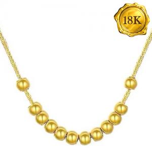 45CM AU750 BEADS CHAIN 18KT SOLID GOLD NECKLACE