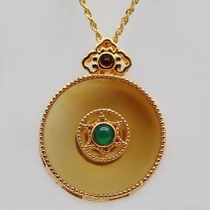LIMITED ITEM ! 1/4 CT EMERALD & RUBY 18KT SOLID GOLD BEESWAX PENDANT