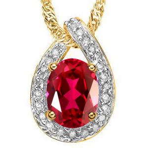 VS CLARITY ! 1.59 CT RUSSIAN RUBY & 1/5 CT DIAMOND 10KT SOLID GOLD PENDANT