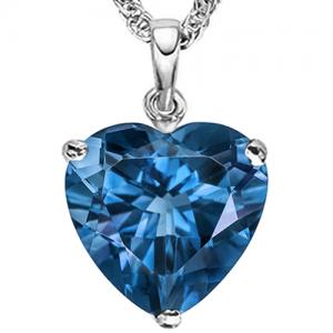 3.00 CT CREATED LONDON BLUE TOPAZ 10KT SOLID GOLD PENDANT