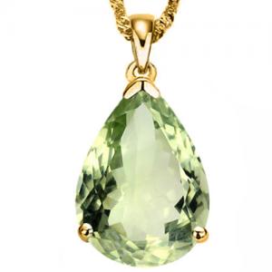 5.01 CT GREEN AMETHYST 10KT SOLID GOLD PENDANT