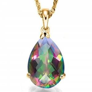 READY TO SHIP ! 0.64 CT MYSTIC GEMSTONE 10KT SOLID GOLD PENDANT