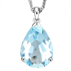 2.07 CT BABY SWISS BLUE TOPAZ 10KT SOLID GOLD PENDANT