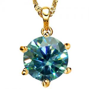(CERTIFICATE REPORT) 2.00 CT BLUE DIAMOND MOISSANITE (VVS) 14KT SOLID GOLD PENDANT