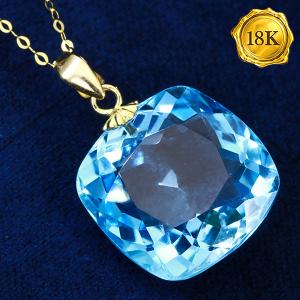 EXCLUSIVE ! RARE 12.00 CT SWISS BLUE TOPAZ 18KT SOLID GOLD PENDANT