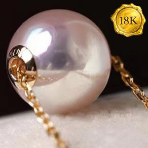 LUXURY COLLECTION  !  ALL NATURAL FRESH WATER PEARL 18KT SOLID GOLD PENDANT