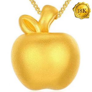 AWESOME ! GOLDEN APPLE 3D 24KT SOLID GOLD HOLLOW PENDANT