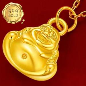 AWESOME ! MINI BUDDHA HOLLOW 24KT SOLID GOLD HOLLOW PENDANT