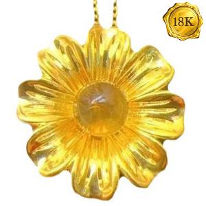 AWESOME ! SUN FLOWER WITH AMBER  CT AMBER 18KT SOLID GOLD PENDANT