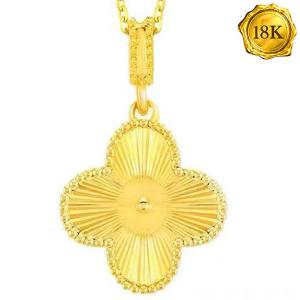 AWESOME ! LUCKY CLOVER 18KT SOLID GOLD PENDANT