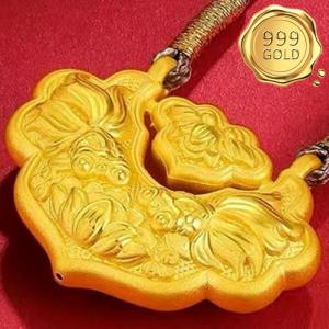 AWESOME ! 3D LONGEVAL LOCK 24KT SOLID GOLD PENDANT