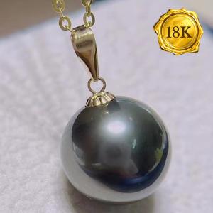 EXCLUSIVE ! RARE 11-12MM TAHITIAN PEARL 18KT SOLID GOLD PENDANT