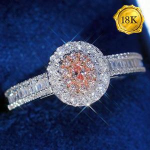 LUXURY COLLECTION ! (CERTIFICATE REPORT) 0.55 CT GENUINE PINK DIAMOND & GENUINE DIAMOND 18KT SOLID GOLD RING