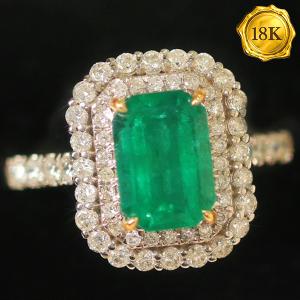 LUXURY COLLECTION ! (CERTIFICATE REPORT) 1.80 CT GENUINE EMERALD & 0.69 CT GENUINE DIAMOND 18KT SOLID GOLD RING