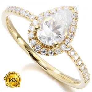 (CERTIFICATE REPORT) 1.30 CT DIAMOND MOISSANITE 18KT SOLID GOLD ENGAGEMENT RING