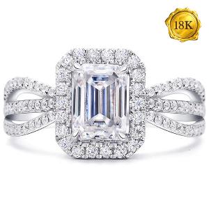 (CERTIFICATE REPORT) 1.50 CTW DIAMOND MOISSANITE 18KT SOLID GOLD ENGAGEMENT RING