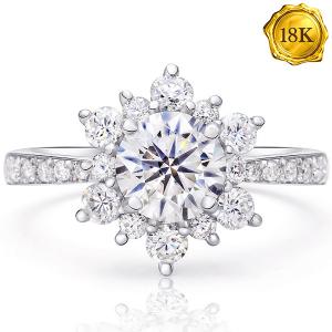 (CERTIFICATE REPORT) 1.00 CT DIAMOND MOISSANITE 18KT SOLID GOLD ENGAGEMENT RING
