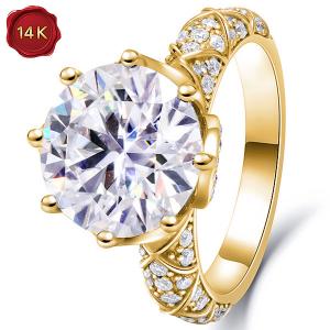 (CERTIFICATE REPORT) 5.00 CT DIAMOND MOISSANITE 14KT SOLID GOLD ENGAGEMENT RING