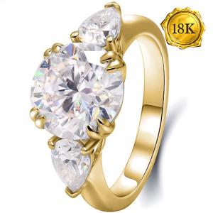 (CERTIFICATE REPORT) 3.50 CT DIAMOND MOISSANITE 18KT SOLID GOLD ENGAGEMENT RING