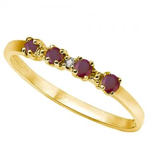 1/4 CT RUBY & DIAMOND 10KT SOLID GOLD BAND RING