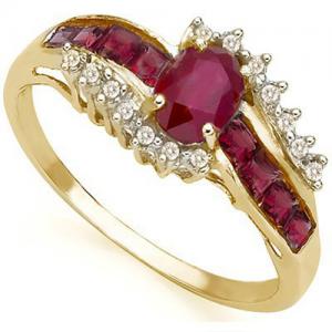 1.00 CT GENUINE RUBY & DIAMOND 10KT SOLID GOLD RING