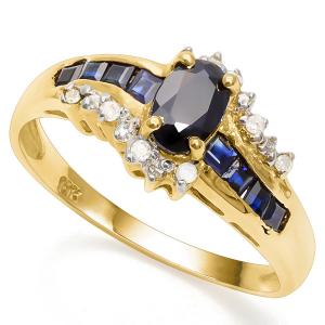 1.00 CT SAPPHIRE & DIAMOND 10KT SOLID GOLD RING