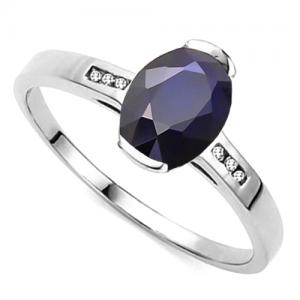 1.49 CT DIFFUSION GENUINE SAPPHIRE & DIAMOND 10KT SOLID GOLD RING