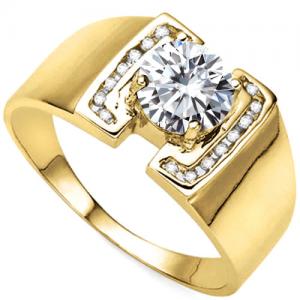 RING SIZE 9 ! 6MM DIAMOND MOISSANITE  (VVS) & 1/5 CT DIAMOND (VS) 10KT SOLID GOLD ENGAGEMENT MENS RING