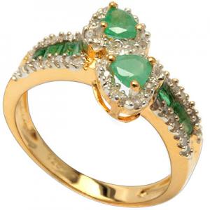 RING SIZE 7.5 ! WOMENS 14K WHITE GOLD OVER SOLID STERLING SILVER DIAMONDS & 3/4 CT GENUINE EMERALD RING