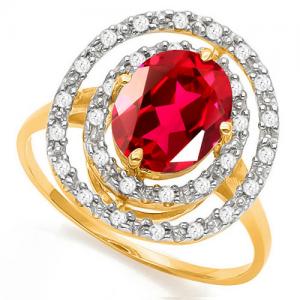 2.50 CT RUSSIAN RUBY & 1/5 CT DIAMOND 14KT SOLID GOLD RING