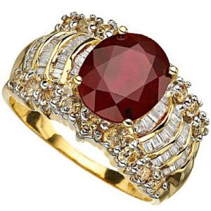 3.46 CT AFRICAN RUBY & 1.24 CT DIAMOND 10KT SOLID GOLD RING
