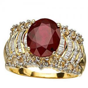 3.79 CT AFRICAN RUBY & 4/5 CT DIAMOND 14KT SOLID GOLD RING