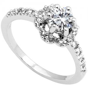 READY TO SHIP ! VS CLARITY 1/2 CT DIAMOND MOISSANITE & 1/5 CT DIAMOND SOLITAIRE 10KT SOLID GOLD ENGAGEMENT RING