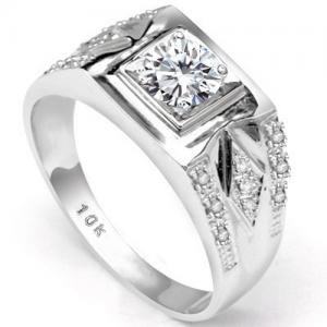 READY TO SHIP ! RING SIZE 9 ! 1/3 CT DIAMOND MOISSANITE (VVS) & DIAMOND 10KT SOLID GOLD ENGAGEMENT MENS RING