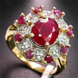 4.28 CT RUSSIAN RUBY & 1/5 CT DIAMOND (VS CLARITY) RUBY 10KT SOLID GOLD RING