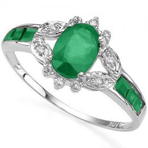 4/5 CT EMERALD & DIAMOND 10KT SOLID GOLD RING