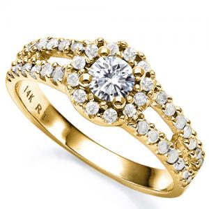 VVS CLARITY ! 1/2 CT CT DIAMOND MOISSANITE & 2/5 CT DIAMOND SOLITAIRE 14KT SOLID GOLD ENGAGEMENT RING