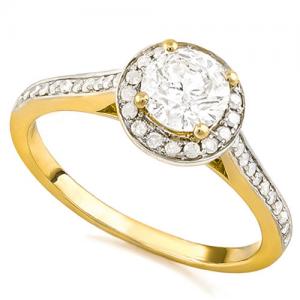 HALO ENGAGEMENT !  2/3 CT DIAMOND (VS) SOLITAIRE 14KT SOLID GOLD ENGAGEMENT RING