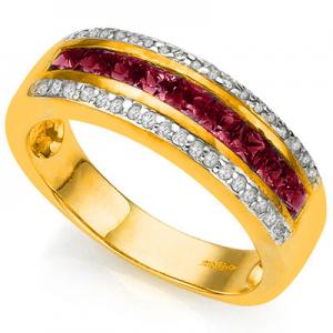 1.50 CT RUBY & 1/4 CT DIAMOND (VS CLARITY) 10KT SOLID GOLD BAND RING