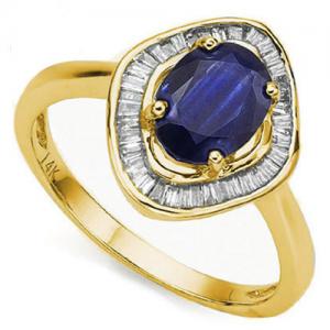 1.34 CT DIFFUSION GENUINE SAPPHIRE & 1/3 CT DIAMOND 14KT SOLID GOLD RING