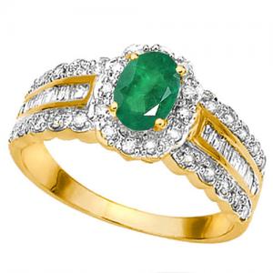 1/2 CT EMERALD & 2/5 CT DIAMOND 14KT SOLID GOLD RING