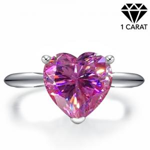 (CERTIFICATE REPORT) 1.00 CT PINK DIAMOND MOISSANITE (VVS) SOLITAIRE 10KT SOLID GOLD ENGAGEMENT RING