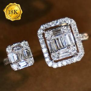 LUXURY COLLECTION ! 0.60 CT GENUINE DIAMOND 18KT SOLID GOLD RING