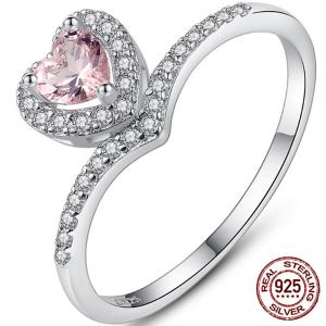 MORGANITE & CREATED WHITE SAPPHIRE 925 STERLING SILVER RING