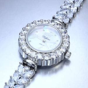PRECIOUS ! LUXURY SPARKLING SYNTHETIC DIAMOND-ENCRUSTED 18K SOLID GOLD PLATED LADIES JEWELRY BRACELET WATCH