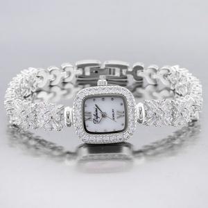 PRECIOUS ! LUXURY SPARKLING SYNTHETIC DIAMOND-ENCRUSTED 18K GOLD PLATED LADIES JEWELRY BRACELET WATCH LADIES WATCHES